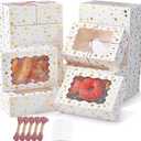 36pcs Christmas Cookie Boxes with Window 8x6x2.5 In Bakery Boxes for Cookies, Xmas Gold Foil Star Treat Boxes for Gift GivingCookie Tins Pastry Dessert Cupcakes Candy Donut Packaging
