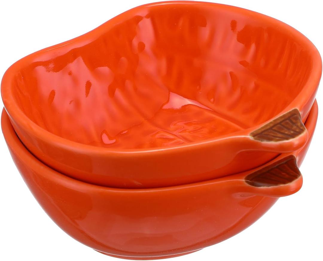 DOITOOL Pumpkin Ramekins Set of 2 - Autumn Pumpkin Shaped Dipping Plates for Halloween Thanksgiving Sauce Condiment Snack Bowls Microwave & Dishwasher Safe