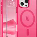 SUPFINE Magnetic for iPhone 16 Pro Max Case (Compatible with MagSafe) (Military Grade Drop Protection) Slim Translucent Matte Shockproof with Anti-Fingerprint Phone Case, Hot Pink