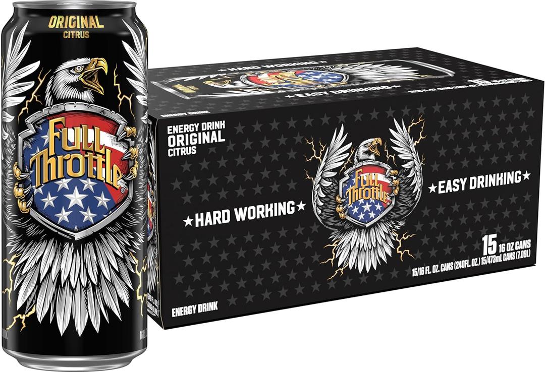Full Throttle Citrus: Hard-Working Energy Drink. 16 Fl oz | Pack of 15 (EXP 08/20/26)