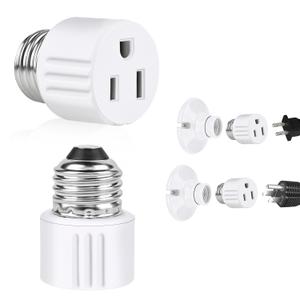 Outlet Light Socket Adapter, Screw in Outlet Socket, E26 Light Bulb to Outlet Socket Converter, Light Bulb Plug Adapter for Porch Light Socket, Camera, Garage Light