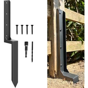 Fence Post Repair Kit - Thickened 11-Gauge Steel Anchor & Stakes to Fix Broken/Leaning 4x4/6x6 Wood Post Support (Heavier at 5.47 lbs, 1-Pack)