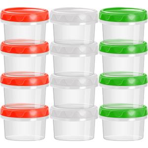 2 oz Plastic Containers with Lids Small Salad Dressing Container To Go Condiment Sauce Dipping Cups Jar Airtight,12-pack