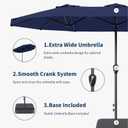 Patio Kingdom 15FT Double Sided Patio Umbrella with Base Included Large Outdoor Market Umbrella with Crank Handle, UV Resistant Canopy, Sturdy Frame for Garden, Poolside, Deck, Navy Blue