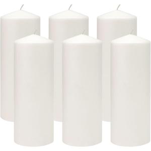 Stonebriar Unscented White Tall Pillar Candles, 80 Hour Burning Candle Pillars, Perfect for Decor, Weddings, Emergencies 3" X 8", 6 count