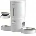 Automatic Cat Feeder for 2 Cats,6 Meals/Day,12 Portions/Meal,Dual Power Double Bowls,Dry Pet Food Autofeeder,10S Voice Record,Flexible Programmable Schedule Timer(White,Stainless Dual Bowls)