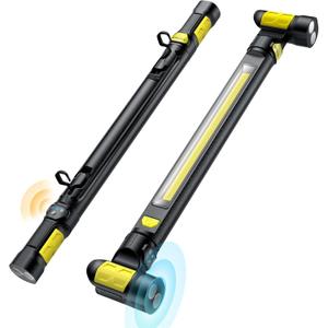 Work LightAUTO ON/Off 3000LM LED Work Light 5200mAh Under Hood Working Light with Hooks, Portable Magnetic Rechargeable Cordless Job Site Lighting for Mechanic/Car Repairing/Garage-Yellow
