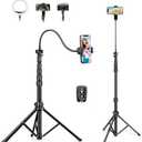 Nineigh 88" Tripod for iPhone, Phone Tripod with Gooseneck and Remote, Portable Cell Phone Tripod Compatible with Smartphone/Camera/Gopro, iPhone Tripod Stand for Video Recording Selfies Vlogging Black