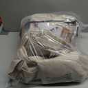 Off Beige White Double Layer Thick Linen Blackout 105 Inch Curtains 2 Panels Set for Dining Room, Pinch Pleated Room Darkening Thermal Curtain for Summer Heat Boho Office Window Drapes 8-3/4 FT Length