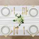 2 Pack 10 Ft Chiffon Table Runner White Gauze Long Table Runners 27x120 Inches Sheer Tulle Table Runner for Rustic Wedding Reception Bridal Shower Decorations Birthday Party