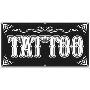 Tudomro 2x4 Feet Tattoo Banner Sign Fabric Polyester with Grommets Tattoos Advertising Banner for Outdoor Business and Events Publicity