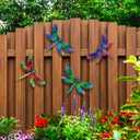 SUNREEK Metal Dragonfly Wall Decor, 9 Inches Dragonfly Outdoor Wall Art for Fence Garden Yard Patio Decorations
