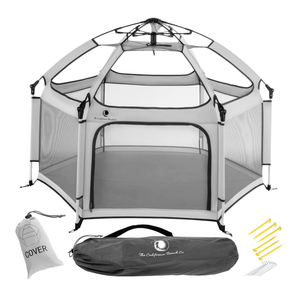 Light Grey POP 'N GO Baby Playpen - Indoor & Outdoor Playpen for Babies and Toddlers - Baby Beach Tent, Foldable, Portable W/Canopy & Travel Bag - Pop Up Pack and Play Yard