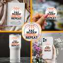 5 x 3Pcs Eat Sleep Basketball Repeat Funny Quotes Vinyl Stickers Durable for Laptops Water Bottles Phones Tumblers Notebooks Cars Mugs Size 3 x 3 Inch