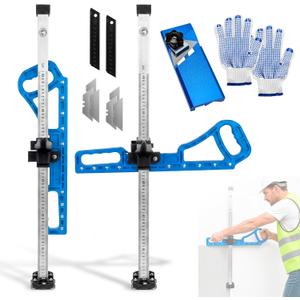 Foldable Drywall Cutting Tool, 1-60cm Adjustable Sheetrock Cutter
Dual-scale cutter fits 1/4"-5/8" gypsum board; includes built-in scraper, plasterboard edge bander, utility blades & gloves