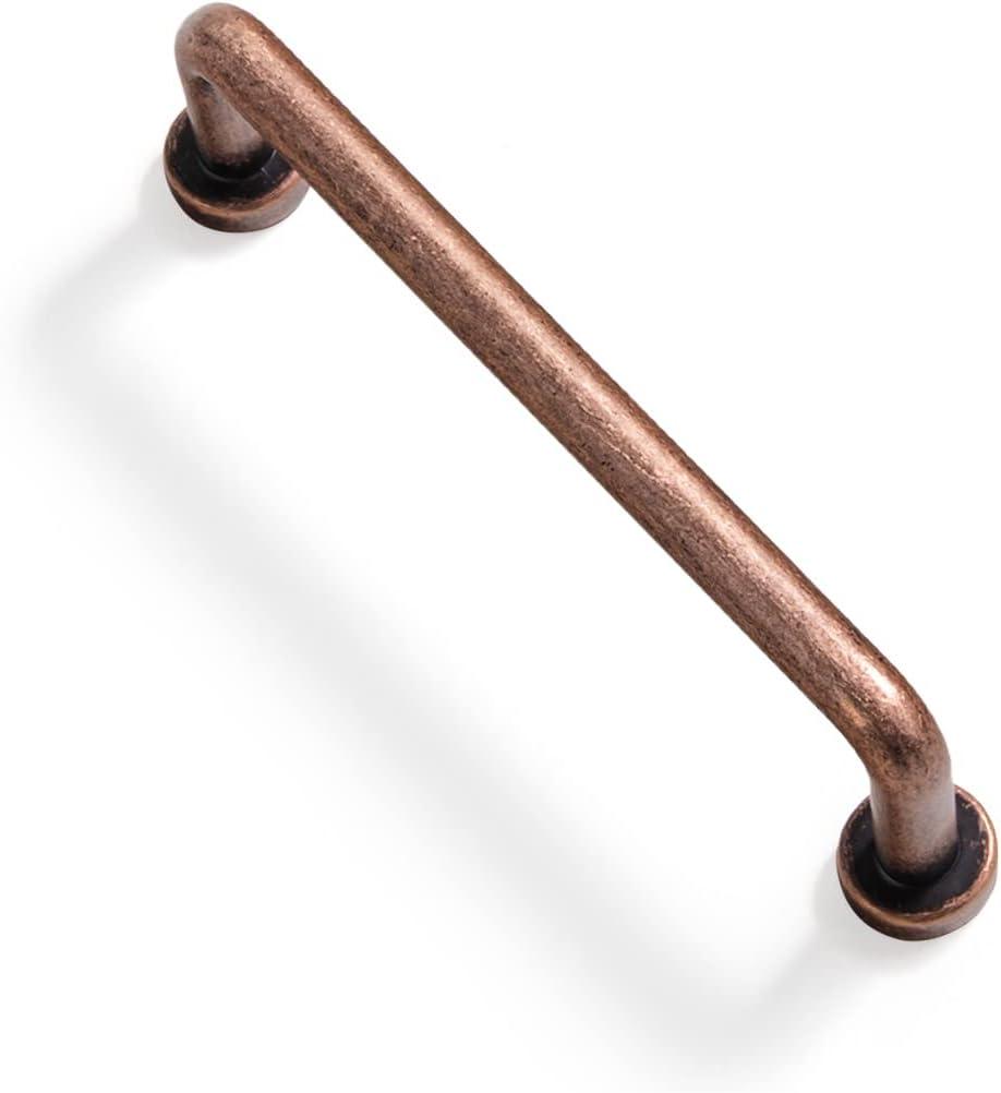 Goo-Ki 6 Pack 3 3/4'' Center to Center Antique Copper Cabinet Bar Pulls Vintage Drawer Handles Closet Classic Retro Home Kitchen Improvement Hardware