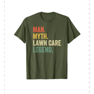 Man Myth Lawn Care Legend Funny Mowing Gardener Dad Retro T-Shirt. ( L)