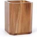 Kitchen Utensils Holder for Countertop: Wooden Utensil Crocks - Cooking Spoons Organizer (Square)