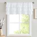 jinchan Ruffled Valance Curtain Linen Kitchen Window Valance for Living Room Bedroom 18 Inch Farmhouse Cottage Shabbychic Style Light Filtering Small Window Treatment 1 Panel Off White
