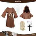 VZQI Medieval Monk Robe for Kids Renaissance Priest for Boy Halloween Cosplay Costume Cloak (Brown, L)