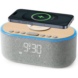 uscce Alarm Clock Bluetooth FM Radio: 10W Stereo Sound Speaker - Fast Wireless Charging for iPhone Samsung - Dimmable Clock Radio for Bedroom (Gray - White Digits) uscce Alarm Clock Bluetooth FM Radio: 10W Stereo Sound Speaker - Fast Wireless Charging for iPhone Samsung - Dimmable Clock Radio for Bedroom (Gray - White Digits)