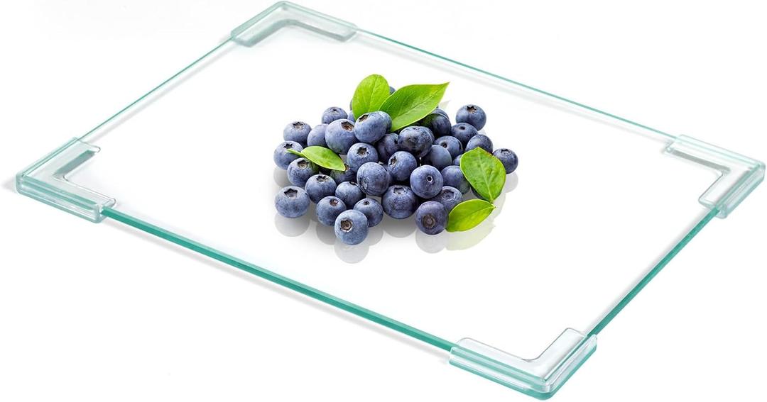 Glass Cutting Board for Kitchen Counter, HQAUT Tempered Glass Cutting Board for Countertop with Non-Slip Feet, Scratch, Heat and Shatter Resistant, Easy to Clean, 12''x15''