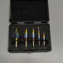 Lichamp Step Drill Bit Set for Metal Sheet Heavy Duty, 5-Piece HSS Step Up Down Drill Bits Stepper Unibit for Steel Hole, 50 Sizes from 1/8 to 1-3/8 inches, B105RD