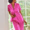 Ekouaer Silk Satin Pajamas Set Women Short Sleeve Sleepwear Soft Button Down Loungewear Pjs Set (Pink, M)