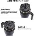 20 oz Insulated Coffee Mug Tumbler with Handle, Stainless Steel Travel Mug Tumbler with Lid and Straw,Double Wall Vacuum Leak Proof Ice Coffee Thermal Cup, Navy