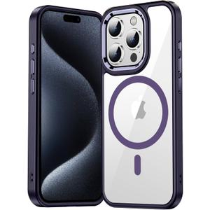 Temdan for iPhone 15 Pro Max Case Clear, [Compatible with Magsafe][Anti-Yellowing][Military-Grade Protection] Shockproof Slim Phone Case for iPhone 15 Pro Max-Purple