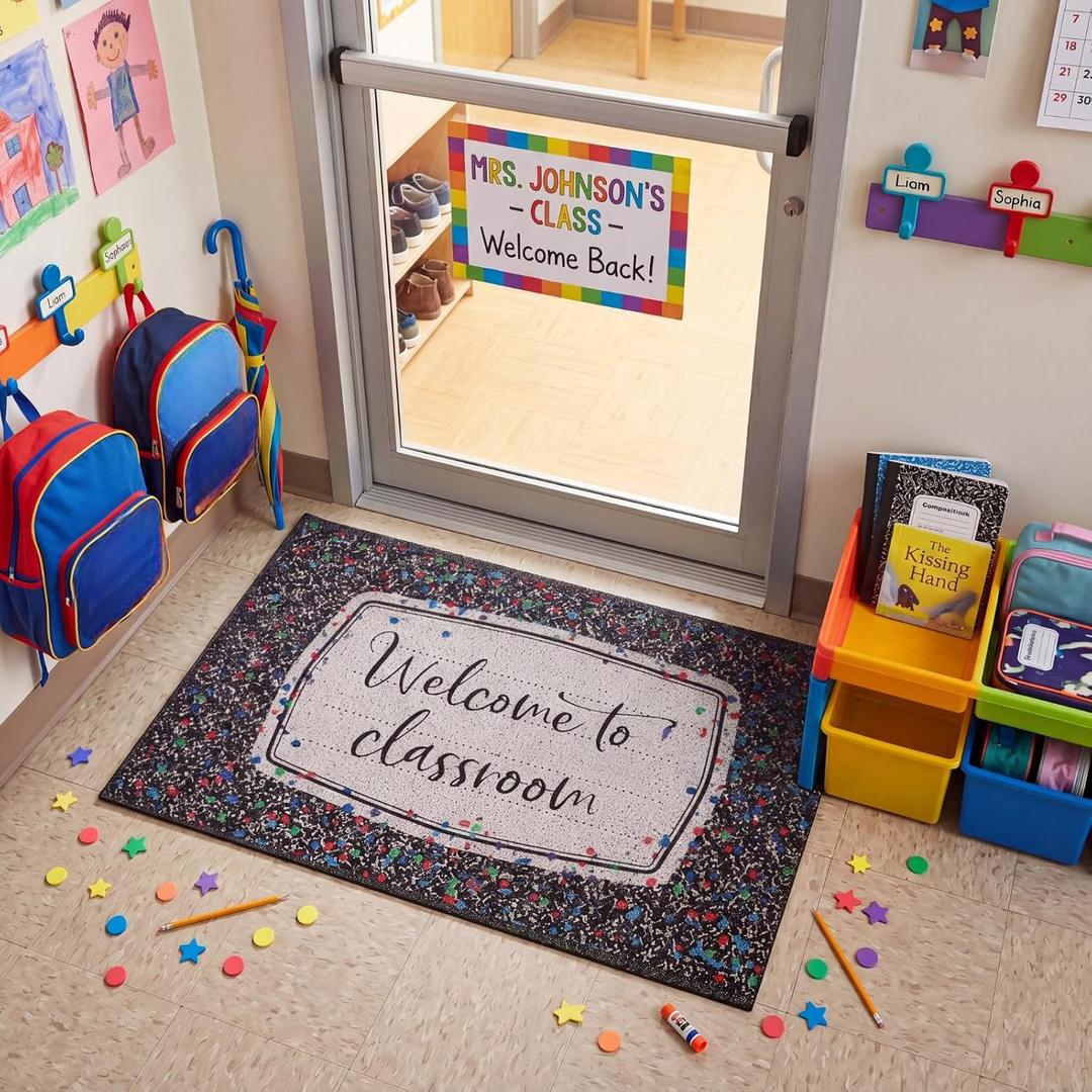 Mudder Welcome to Classroom Door Mat Composition Notebook Mat Non Slip Rug Teacher Appreciation Gifts for Classroom Decor Graduation Appreciate Back to School Front Door Outside Home Supply 17x29 Inch, 9" x 10"