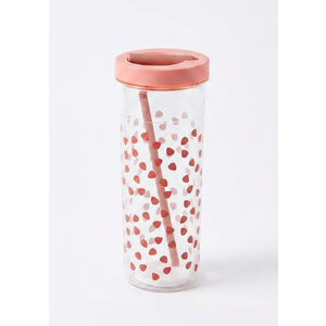 Fruit Infuser Water Bottle, Foldable Straw Water Cup, Water Bottles with Straw, Simply Bottles, LeakProof & Shatter-Proof (Pink, Strawberry)