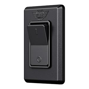 Leisure LED Modern Single SPST On-Off Switch with Bezel, 12-Volt, for RV, Trailer, Camper, with Label Sticker (Black)