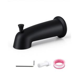 FROPO Slip On Bathtub Spout with Diverter, Extra Long 6 Inch Bathtub Spigot, Shower Spout with PTFE Tape & Hex Wrench, Fits for 1/2" IPS Threads,Matte Black