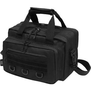 Gun Range Bags for Handguns, Tactical 2 Firearm Shooting Bag for Ammo, Pistol Carrying Case with Multi-Pockets, Shooters Duffle Bag for Outdoor Hunting, Black