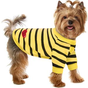 Pet Dog Striped T-Shirt Dogs Cats Cotton Vest Spring Summer Pet Apparel Tee Shirt Suitable for Small and Medium Large Pets French Bulldog Bichon, Size S