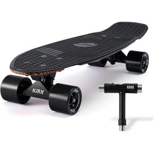 KMX Skateboard 22 and 27 Inch, Classic Cruiser Skateboard for Boys, Girls, Kids, Students, Adults, Teens, Mini Cruiser Board for Beginners and Advanced Skaters. (22 Flame Pro)