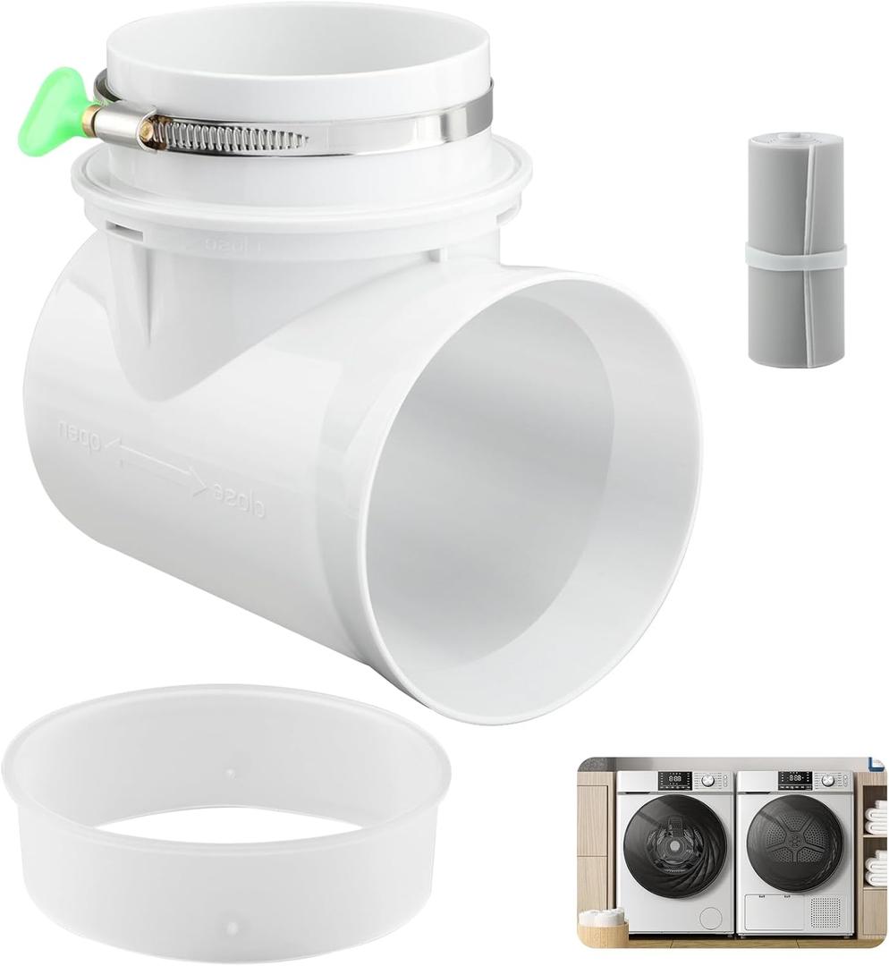 Dryer Vent Connector Kit for 4 Inch Dryer Hose in Confined Spaces, 90 Degree Dryers Vent Elbow Better Manage Duct Squeeze-Space Saving Easy to Clean(COLOR:White)