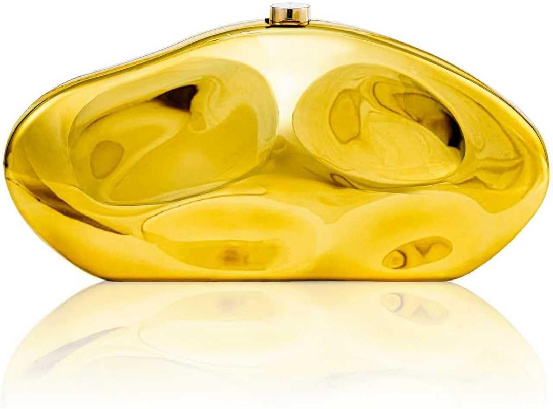 Acrylic Clutch Purse for Women Formal Evening Bag Shell Shape Clutch Handbags with Chain for Party Wedding Prom (Gold)