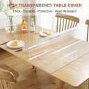 LovePads Frosted Table Cover Protector 38 x 64 Inch, 1.5mm Thick Plastic Table Cover, Table Protector for Dining Room Table, Waterproof Vinyl Tablecloth Table Pad Mat for Kitchen, Writing Desk