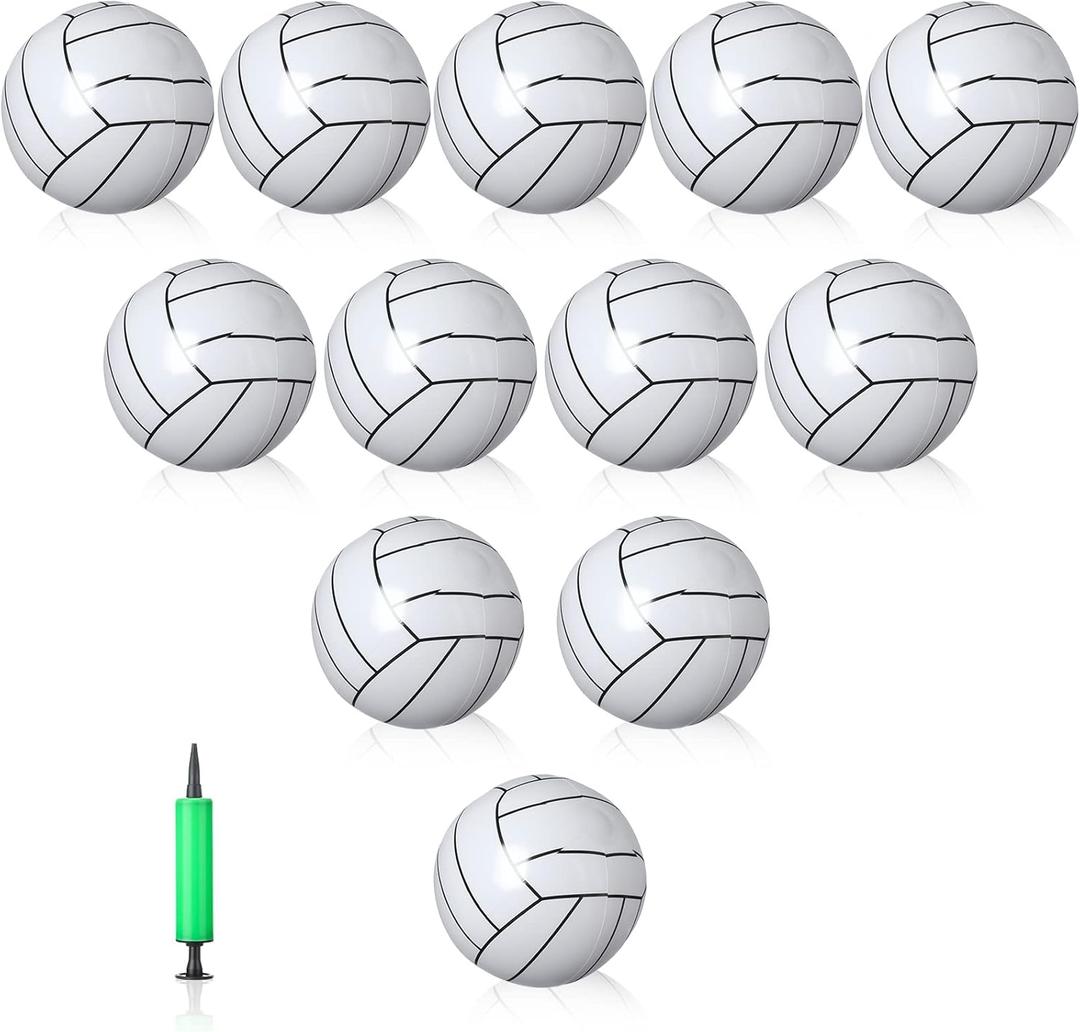 Leitee 12 Pack Inflatable Volleyball 16 Inch Inflatable Beach Volleyball with Pump for Summer Beach Hawaiian Tropical Theme Pool Party Sport for Adults Gift Outdoor Party Decorations Supplies