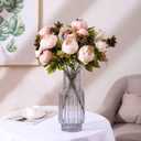 Duovlo Fake Flowers Vintage Artificial Peony Silk Flowers Wedding Home Decoration,Pack of 1 (Light Pink)