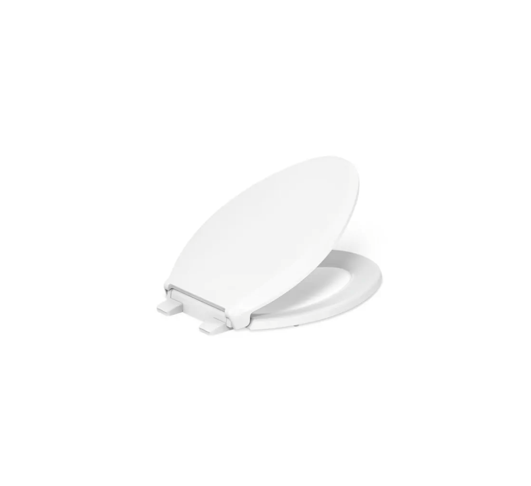 KOHLER 4636-RL-0 Cachet ReadyLatch Elongated Toilet Seat, Quiet-Close Lid, Contoured Seat, Grip-Tight Bumpers and Installation Hardware, White, 18.04"L x 14.18"W