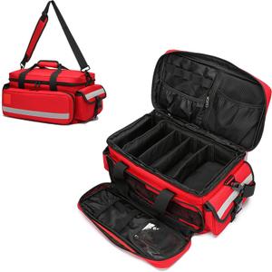 Medical Bag,First Aid Bag,First Responder Bag for Trauma,Emergency Medical Bag Organizer,Trauma Bag with Detachable Dividers for Nurses,Home Health Care, EMT(Bag Only) (Red)