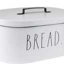 Rae Dunn Bread Box - Bread Box for Kitchen Countertop - 15" x 8" x 10" - 13.5" x 5.5" x 8.5" - Rustic White Metal Vintage Farmhouse Breadbox - Counter Storage Container