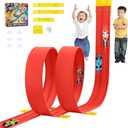 Wdmiya 17 ft Flexible Race Track for Kids,Compatible with Hot Wheels and Diecast 1/64th Cars, Double Track Long Rolls Up Portable Racetrack, Christmas & Birthday Gifts for Boys Girl Age 3-5 4-8 (Red)