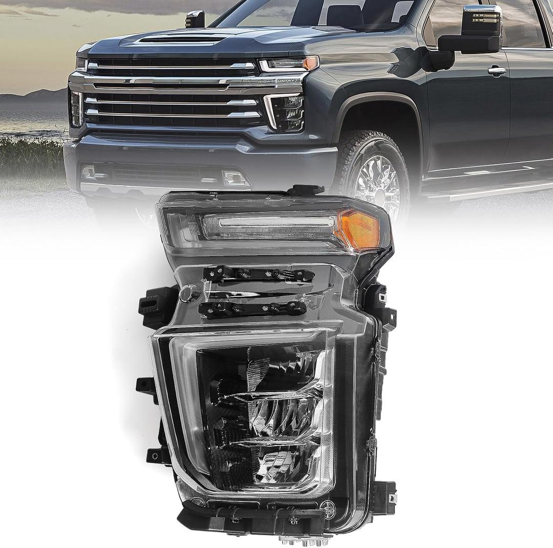 LED Headlight Assembly Compatible with Chevy Silverado 2500HD 3500HD 2020 2021 2022 2023 (ONLY FOR LED MODEL) Factory Replacement Head Light Lamp Left Driver Side 84738618 GM2502505