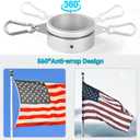 Anovo Flag Pole Rings, Aluminum Alloy Flagpole Rings 360 Rotating Anti Wrap Flag Mounting Ring with Carabiner for 1.75-2.02 Inch Diameter Flagpole (Matte Silver, 2 Inch -Pack of 2)