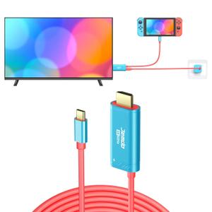 JINGDU 4K@60Hz USB C to HDMI Cable Only Replacement for Switch 2017/OLED/Steam Deck/ROG Ally, 2m/6.6FT, Portable USB-C to HDMI Cord Replaces Original Switch Dock for TV Screen Mirroring, Blue