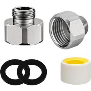 1/2 Female to 3/8 Male Adapter, Brass Water Line Adapter Reducer for Kitchen/Bathroom Faucet Supply Lines, Leak-Proof compression pipe fitting Connector with Rubber Washers & PTFE Tape2-PCS